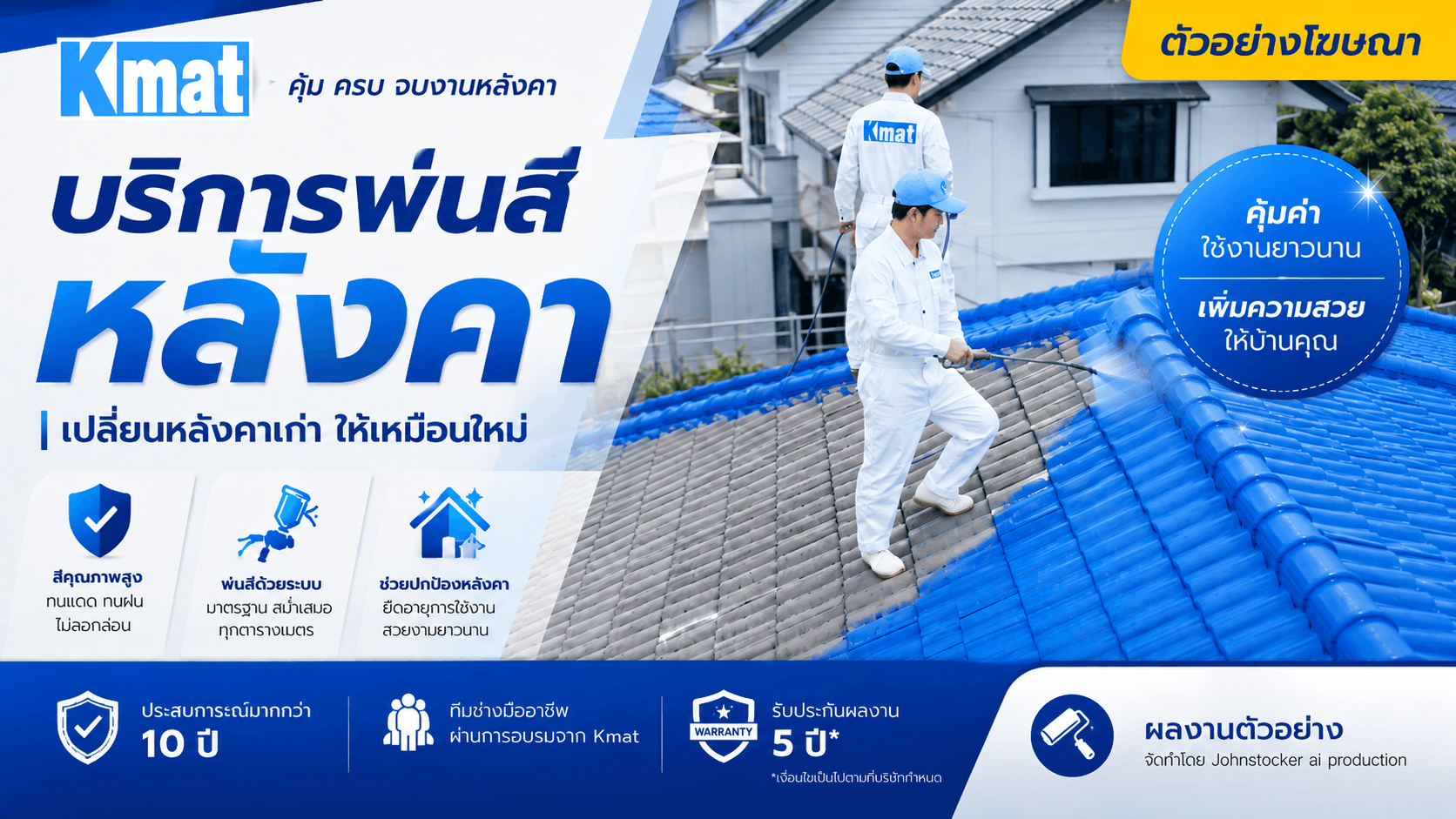 บริการพ่นสีหลังคากันรั่วกันซึม K.Mat